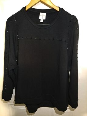 Black Studded Crewneck Sweatshirt - Women's